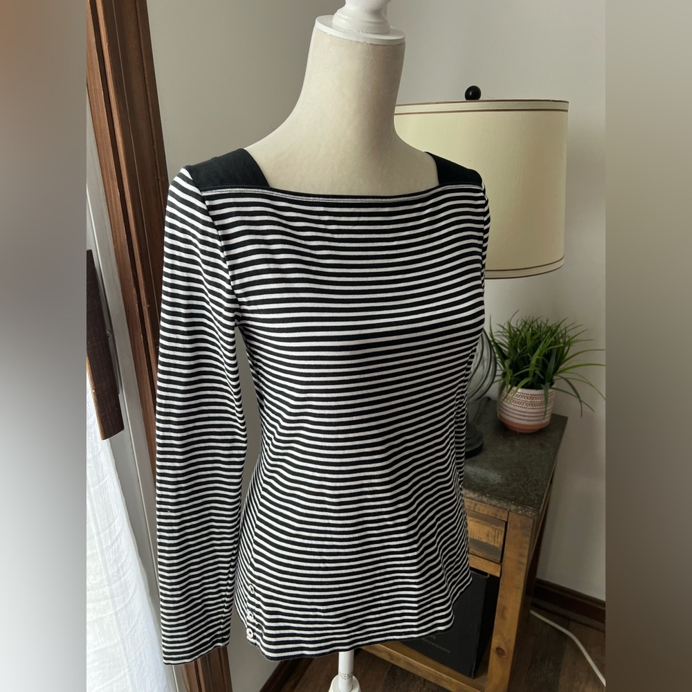 Ralph Lauren black & white striped top